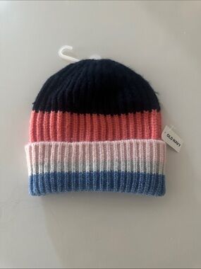 Old Navy Kids Colorblock Ribbed Beanie - Navy, Coral, Pink & Blue